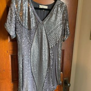 Beyond vintage steal gray sequins shirt dress